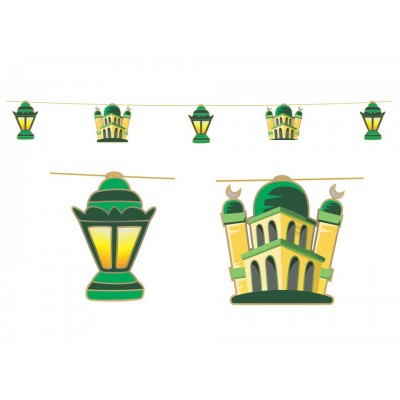 Hanging Display - Lanterns (Green & Gold)